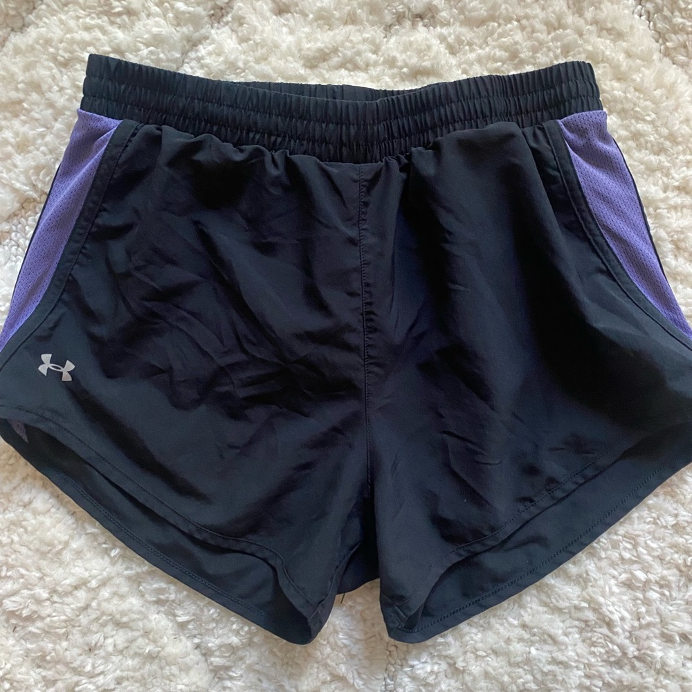 UnderArmor Black and Purple Running Shorts -  Loose Fit